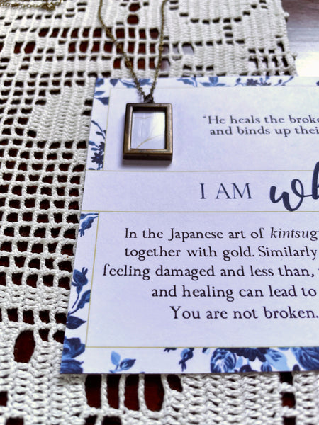 I AM WHOLE Psalm 147:3 Small Framed Pendant Necklace