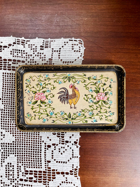 Handpainted Japan Rooster Tray