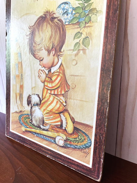 Coby Praying Boy with Puppy Wall Hanging