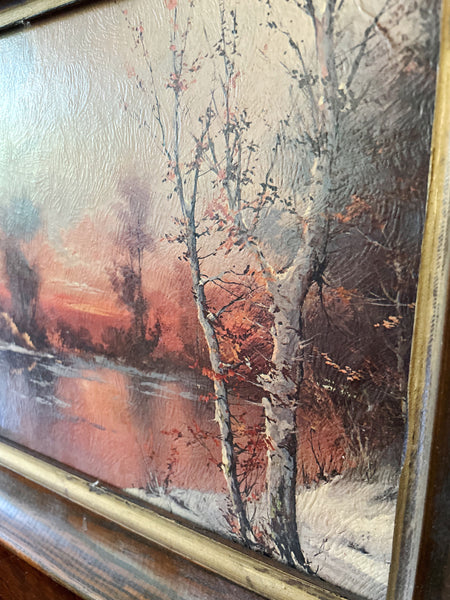 Vintage Framed Birches in Winter by Cardi Landscape Print