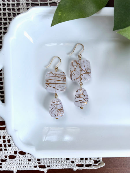 I AM WHOLE Frosted Clear Dangle Earrings