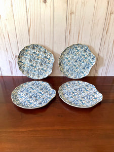 Set of 4 Lefton Blue Paisley Snack Plates