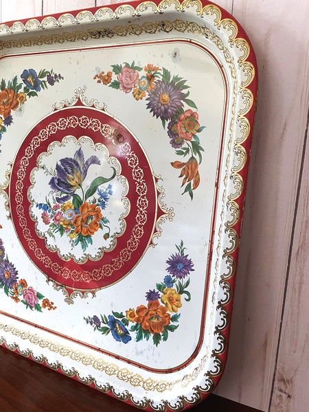 Large Square Floral Daher Tray