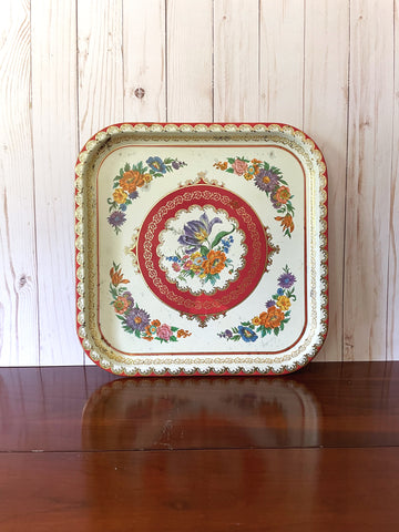 Large Square Floral Daher Tray