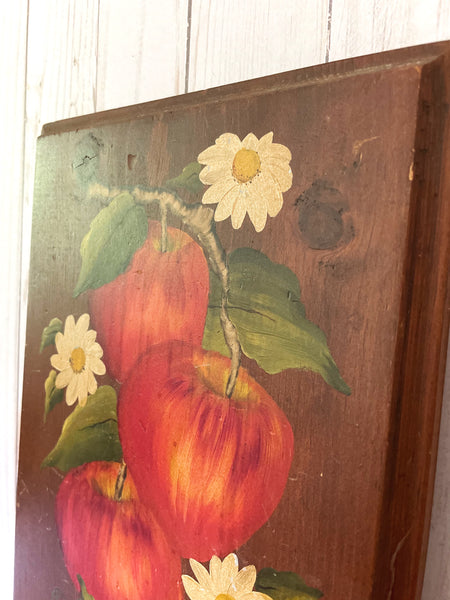 Wooden Handpainted Fruit and Daisies Wall Hanging