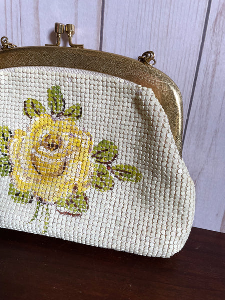 Vintage Lily Bet Yellow Rose Sequin Purse