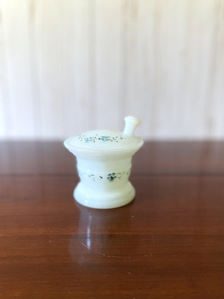 Akro Agate White Floral Apothecary Jar