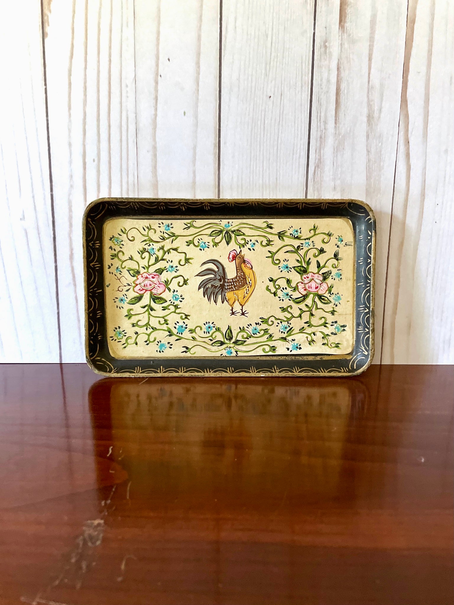 Handpainted Japan Rooster Tray