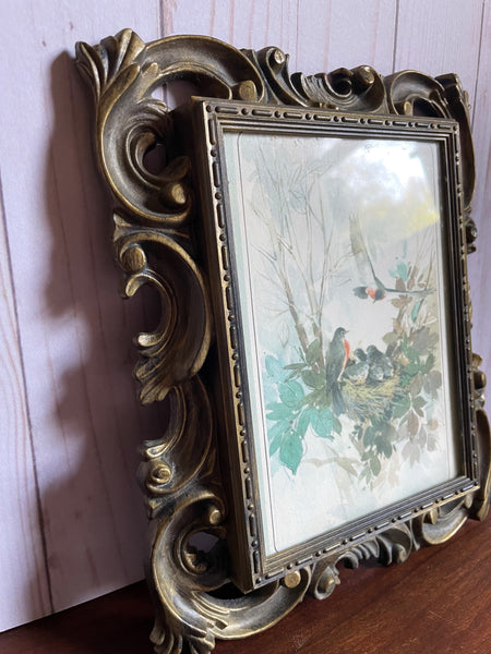 Vintage Ornate Framed Bird Print