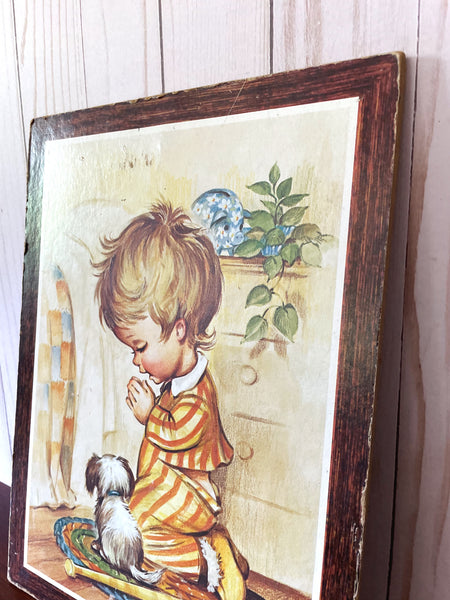 Coby Praying Boy with Puppy Wall Hanging