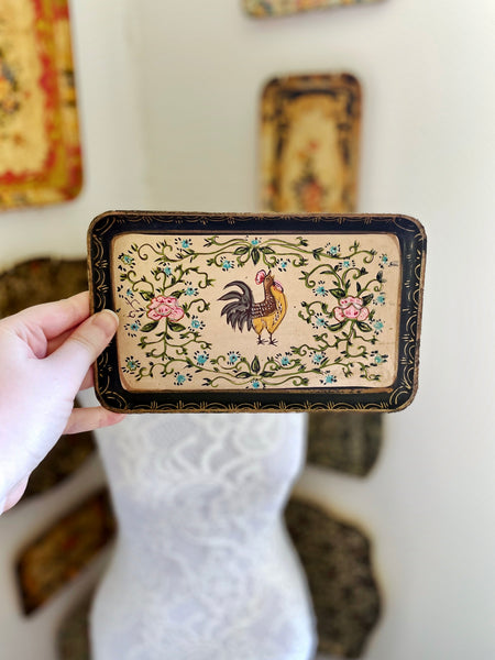 Handpainted Japan Rooster Tray