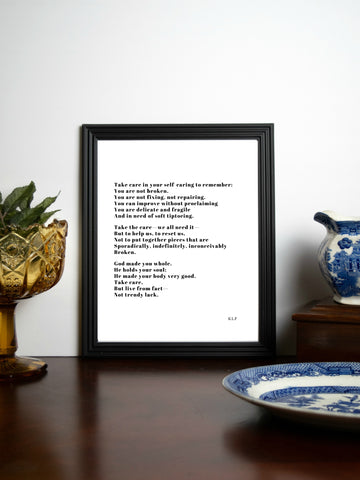 SELF CARE Poem Print | 5x7" or 8x10"