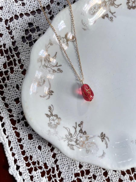 I AM WHOLE Red Glass Teardrop Necklace