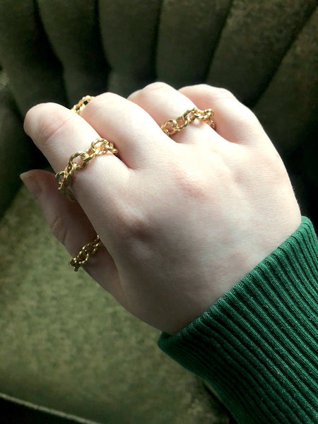 Gold Twisted Chain Rings - 5 Pack