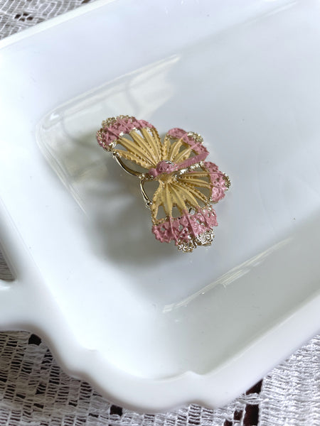 Pink and Yellow Butterfly Pin