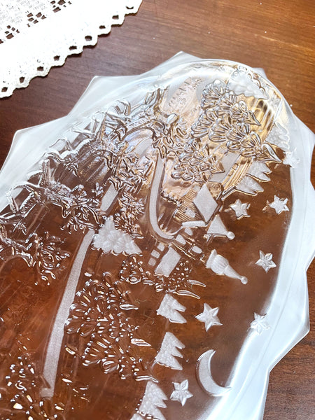 Vintage Frosted Glass Christmas Dish