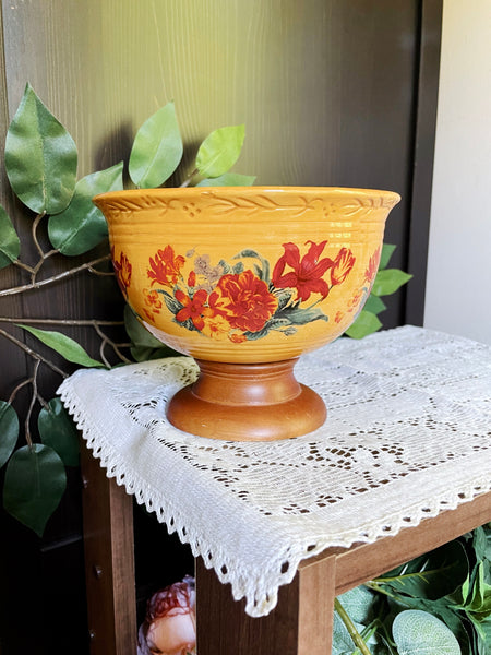 Vintage Floral Fall Pedestal Bowl