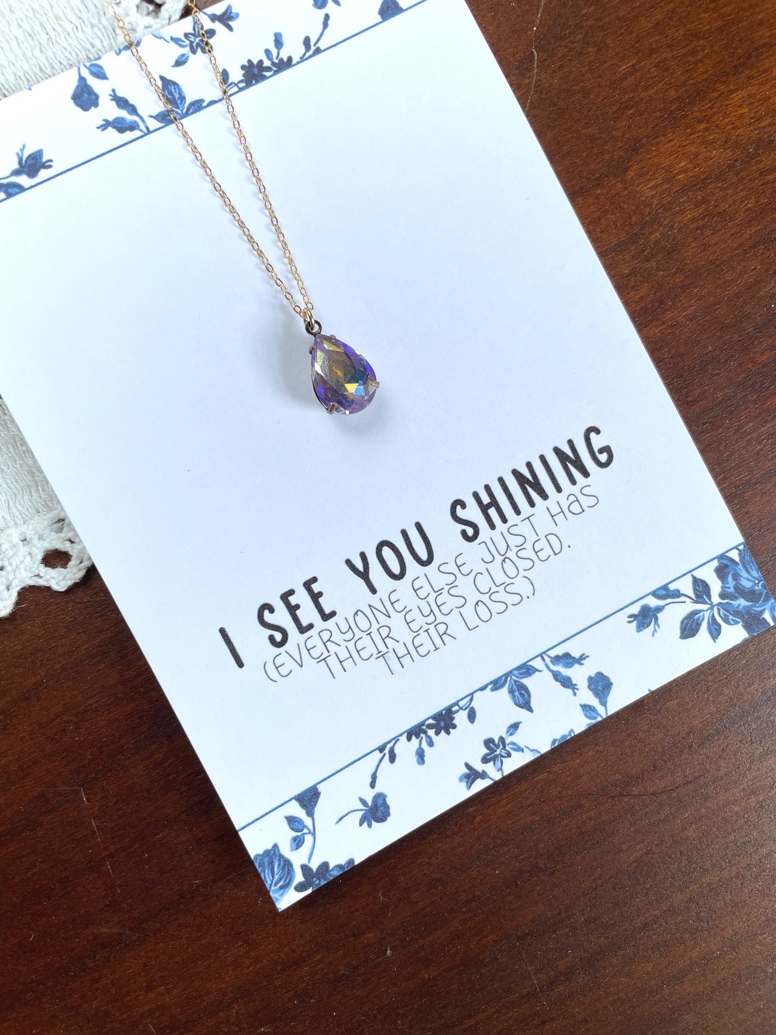 I SEE YOU SHINING Light Purple Iridescent Necklace