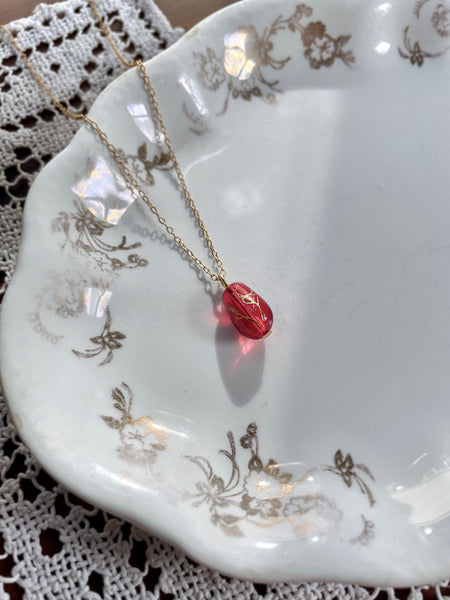 I AM WHOLE Red Glass Teardrop Necklace