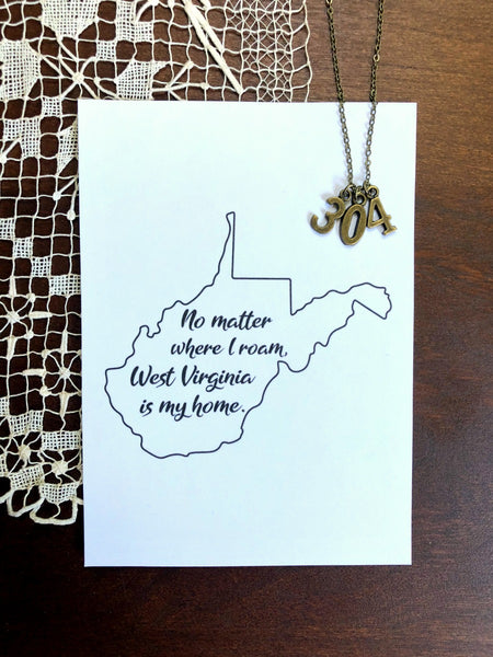 304 WV AREA CODE Necklace