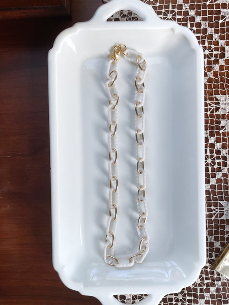 Upcycled Gold and White Chunky Chain Necklace