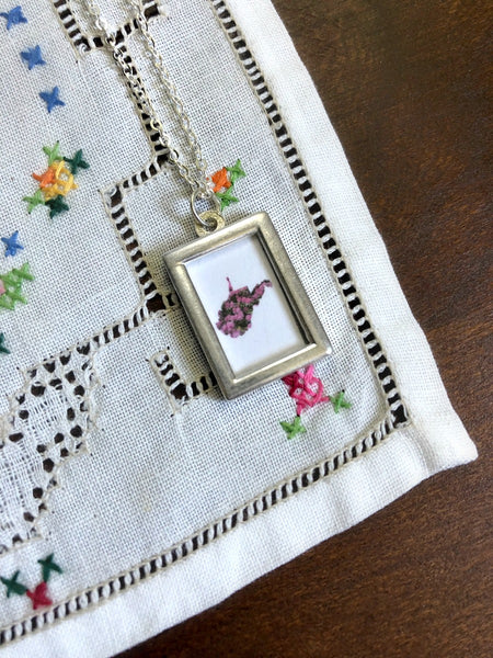 WEST VIRGINIA Rhododendrons Small Silver Necklace