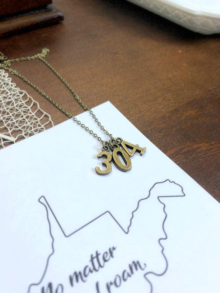 304 WV AREA CODE Necklace