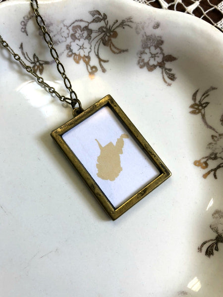 WEST VIRGINIA Gold Large Bronze State Necklace