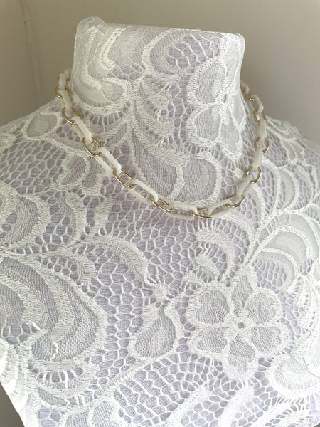 Upcycled Gold and White Chunky Chain Necklace