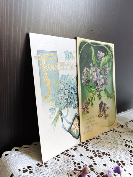 Set of Antique Spring Floral Postcards