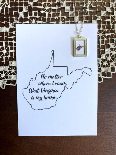 WEST VIRGINIA Rhododendrons Small Silver Necklace