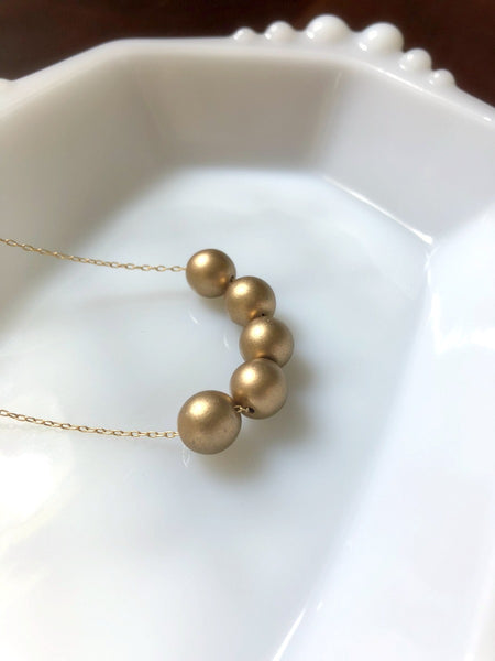 Matte Gold Beaded Layering Necklace