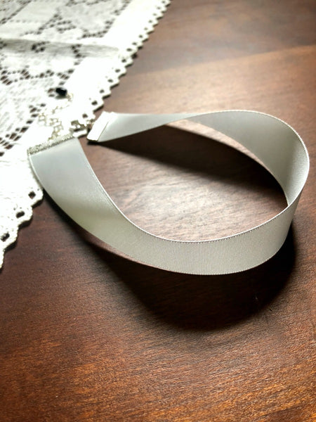 Silver Wide Ribbon Choker Necklace
