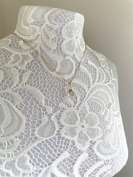 Vintage Oval Floral Charm Necklace