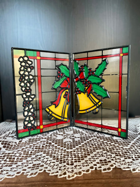 Vintage Stained Glass Plastic Christmas Bells Decor