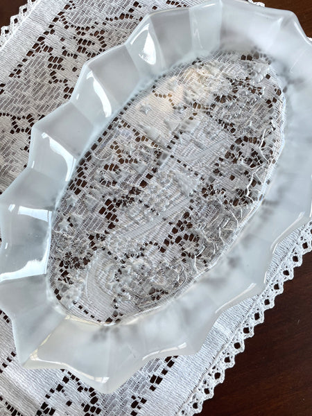 Vintage Frosted Glass Christmas Dish