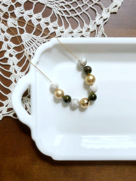 I AM WHOLE Green, Gold, and White Statement Necklace