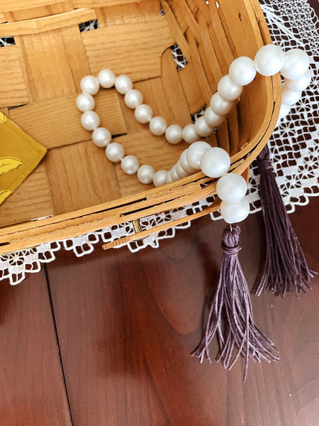 Faux Pearl and Brown Tassel Beaded Accent Garland