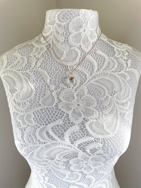 Vintage Floral Clear Charm Necklace