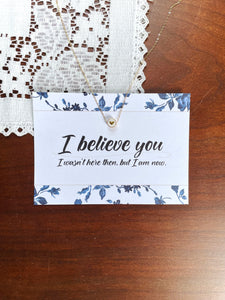 I BELIEVE YOU Gold and White Heart Necklace