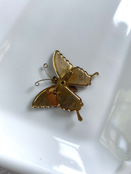 Vintage Colorful Glitter Butterfly Pin