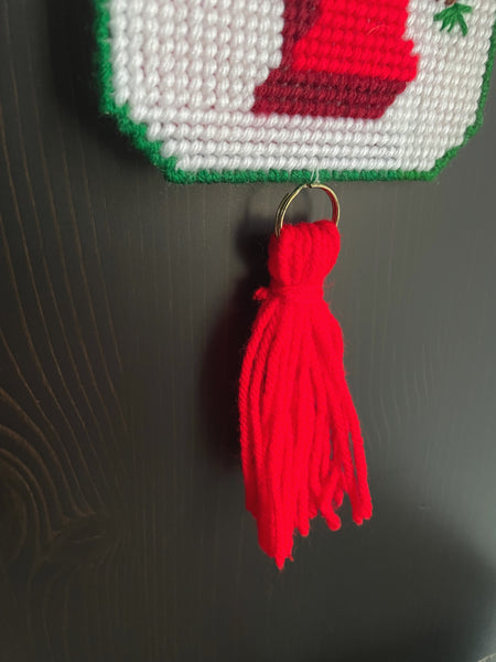 Red and White Cross-Stitch Joy Wall Hanging