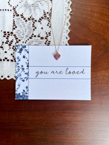 YOU ARE LOVED Purple and Gold Heart Necklace