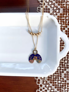 Double Strand Gold Vintage Enamel Necklace