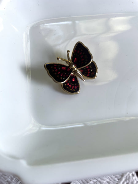 Small Black and Red Butterfly Pin