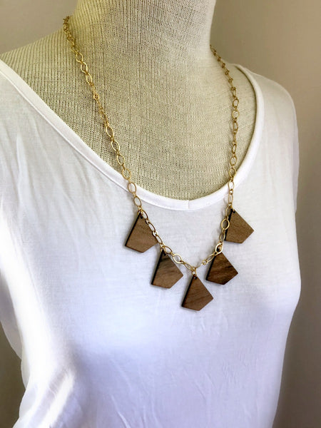 MOUNTAINS ARE CALLING Wooden Statement Necklace & Poem