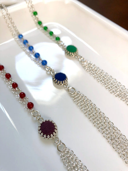 Colorful Dainty Silver Tassel Necklace - Choose Your Color
