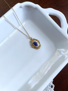 Small Gold Delft Floral Pendant Necklace