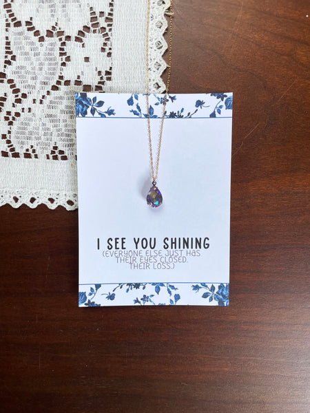 I SEE YOU SHINING Light Purple Iridescent Necklace