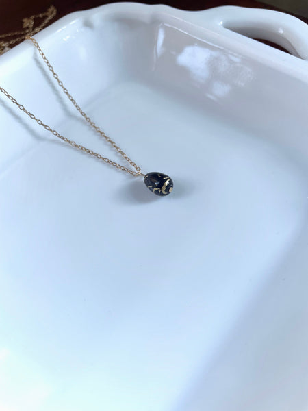 I AM WHOLE Black and Gold Teardrop Necklace